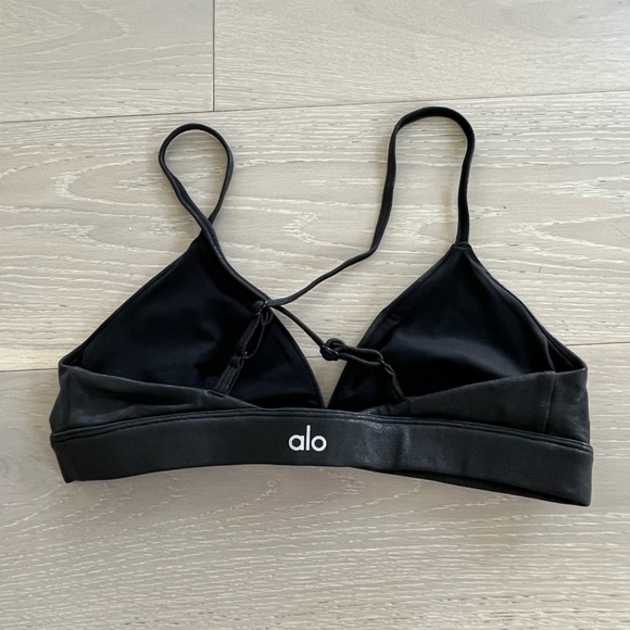 ALO Yoga Faux Leather Airbrush Sportsbra Bra Black Small S - Picture 4 of 5